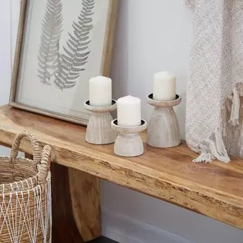 Stella & Eve Белые подсвечники, декор для стола, набор из 3 предметов