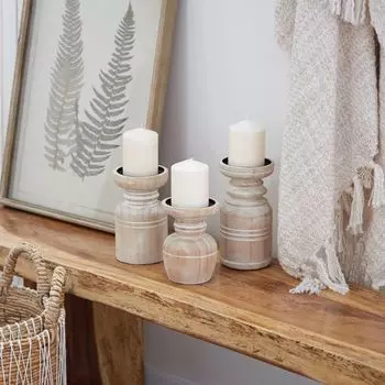 Stella & Eve Farmhouse Белый подсвечник Декор для стола Набор из 3 предметов