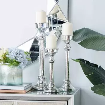 Stella & Eve Набор подсвечников с эффектом потертости, декор для стола, набор из 3 предметов, серый