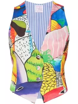 Stella Jean жилет с абстрактным принтом, розовый