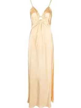 Stella McCartney атласное платье макси с круглой пряжкой, оранжевый