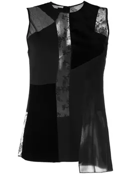 Stella McCartney бархатный топ в технике пэчворк, черный