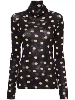 Stella McCartney блузка в горох с высоким воротником, черный