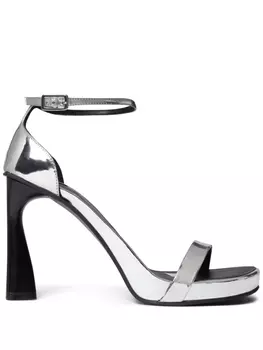Stella McCartney босоножки Elsa 100 с эффектом металлик, серебристый