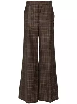 Stella McCartney брюки палаццо в клетку, коричневый