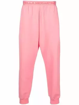 Stella McCartney брюки с логотипом на поясе, розовый