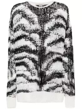 Stella McCartney джемпер ажурной вязки с тигровым узором, черный