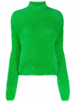 Stella McCartney джемпер Fur Free Fur с высоким воротником, зеленый