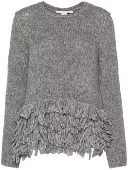 Stella McCartney джемпер с бахромой, серый