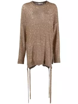 Stella McCartney джемпер с пайетками и завязками сбоку, серый