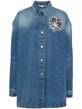 Stella McCartney джинсовая рубашка с кристаллами, синий