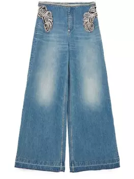 Stella McCartney джинсы широкого кроя с кристаллами, синий