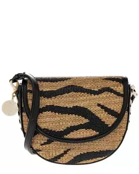 Stella McCartney Frayme Flap Средняя сумка-седло из рафии, цвет multi