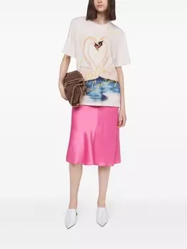 Stella McCartney футболка Kissing Swans из джерси, нейтральный цвет