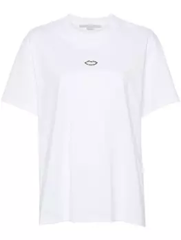 Stella McCartney футболка с кристальными губами, белый