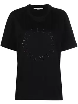 Stella McCartney футболка с логотипом из страз, черный