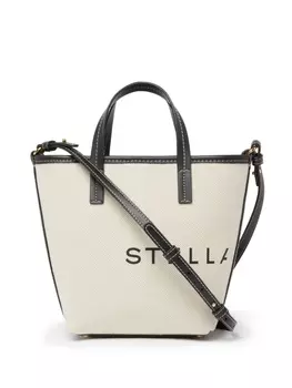 Stella McCartney хлопковая сумка-тоут с логотипом, нейтральный цвет