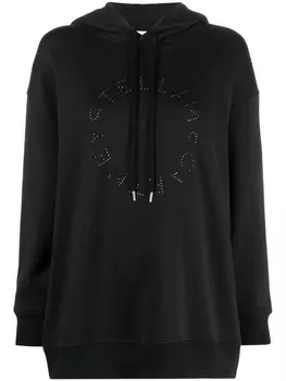 Stella McCartney худи оверсайз с логотипом и кристаллами, черный