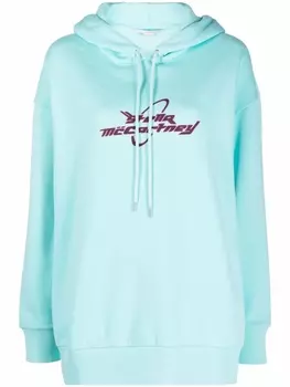 Stella McCartney худи с длинными рукавами и логотипом, синий