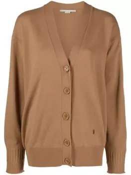 Stella McCartney кардиган Iconic из вирджинской шерсти с логотипом, коричневый