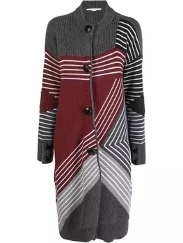 Stella McCartney кардиган-пальто S by S 3D в полоску, серый