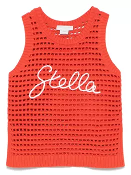 Stella McCartney Kids ажурный трикотажный топ, оранжевый