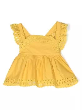 Stella McCartney Kids блузка с английской вышивкой, желтый