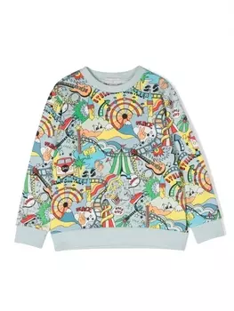 Stella McCartney Kids джемпер с графичным принтом, синий