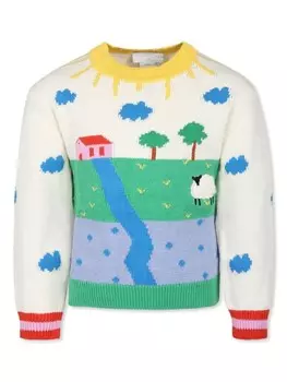 Stella McCartney Kids джемпер с узорчатой интарсией, белый