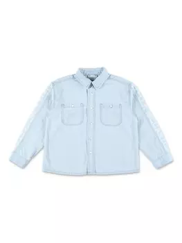Stella McCartney Kids джинсовая рубашка с логотипом, синий