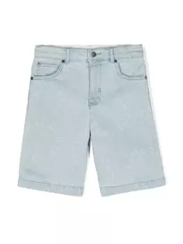 Stella McCartney Kids джинсовые шорты с логотипом, синий