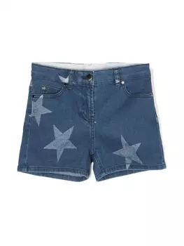 Stella McCartney Kids джинсовые шорты с принтом, синий