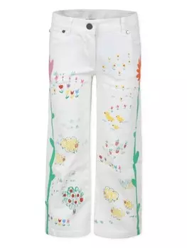 Stella McCartney Kids джинсы прямого кроя с цветочным принтом, белый