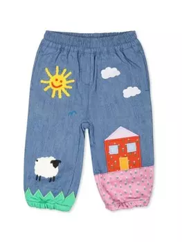 Stella McCartney Kids джинсы с аппликацией Farmyard, синий