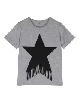 Stella McCartney Kids футболка Fringed Star, серый