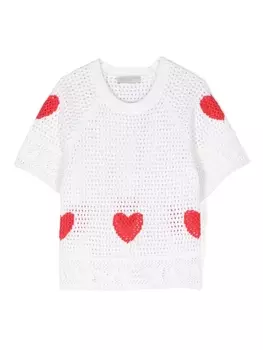 Stella McCartney Kids футболка I Love You в технике кроше, белый