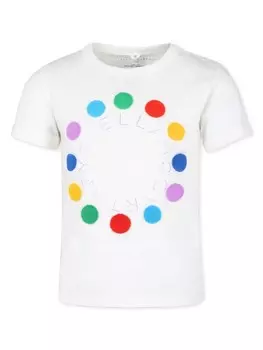 Stella McCartney Kids футболка из хлопка с логотипом, белый