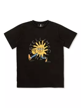 Stella McCartney Kids футболка из хлопка с принтом, черный