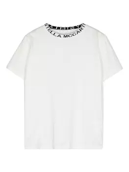 Stella McCartney Kids футболка из хлопка с вышитым логотипом на воротнике, белый