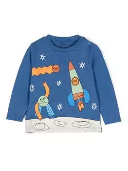 Stella McCartney Kids футболка из хлопка с графическим принтом, синий