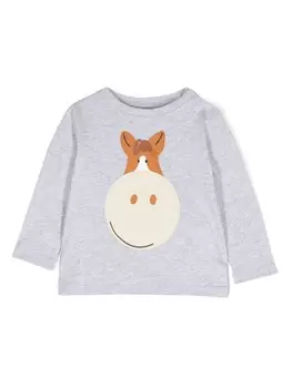 Stella McCartney Kids футболка из хлопка с графическим принтом, серый