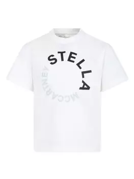 Stella McCartney Kids футболка из органического хлопка с логотипом, белый