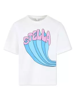 Stella McCartney Kids футболка из органического хлопка с логотипом, белый