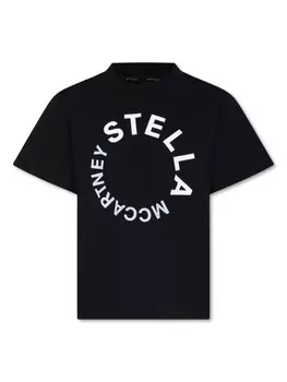 Stella McCartney Kids футболка из органического хлопка с логотипом, черный
