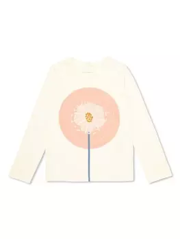 Stella McCartney Kids футболка с цветочным принтом, нейтральный цвет