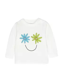 Stella McCartney Kids футболка с цветочным принтом, белый