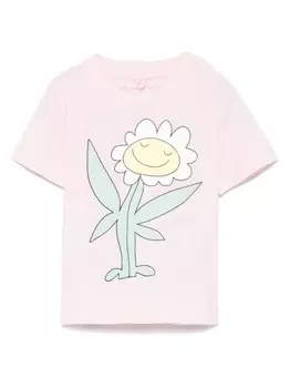 Stella McCartney Kids футболка с цветочным принтом, розовый