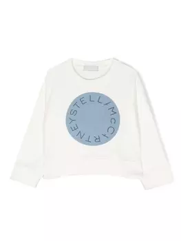 Stella McCartney Kids футболка с длинными рукавами и логотипом, белый