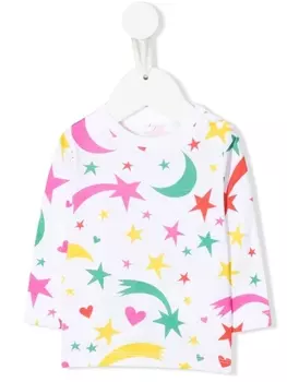 Stella McCartney Kids футболка с длинными рукавами и принтом, белый