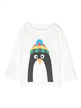 Stella McCartney Kids футболка с длинными рукавами и графичным принтом, белый